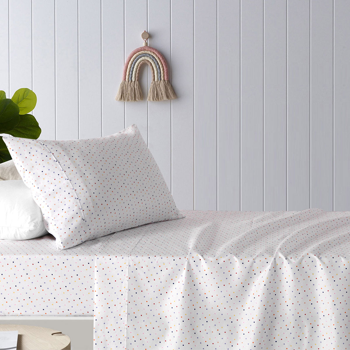 Happy Kids Polka Dot Microfibre Sheet Set - Double